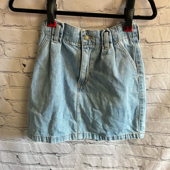 Hollister Dresses & Skirts - Hollister Women Blue Ultra High Rise Denim Jean 100% Cotton Skirt Sz 3 W26 Retro